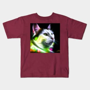 Neon Cat Portrait Kids T-Shirt